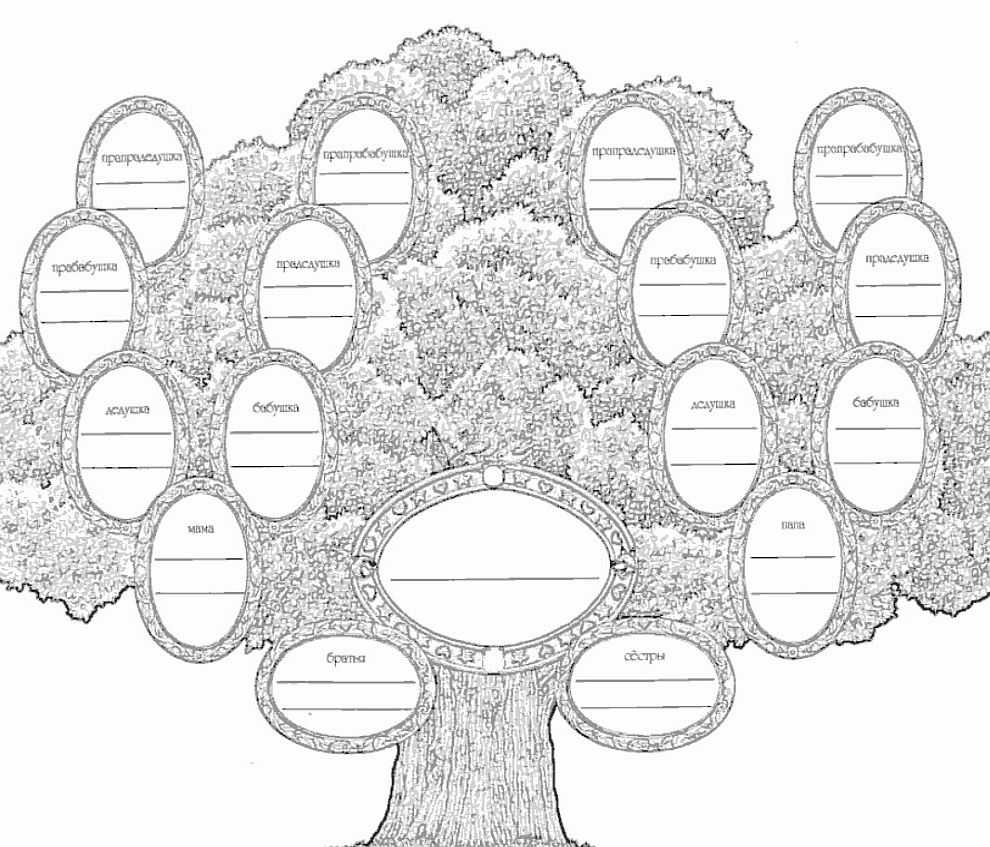 Родословное дерево семьи: шаблон картинки на которых можно писать
