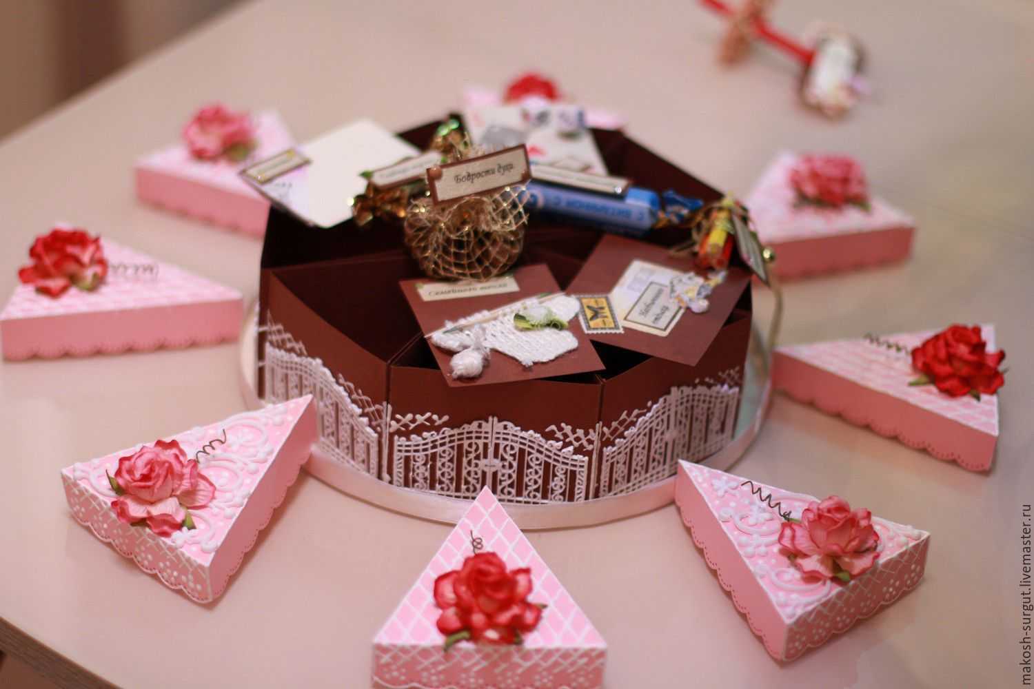 Как сделать и оформить бумажный торт-сюрприз с пожеланиями внутри своими руками: инструкция, список пожеланий, фото