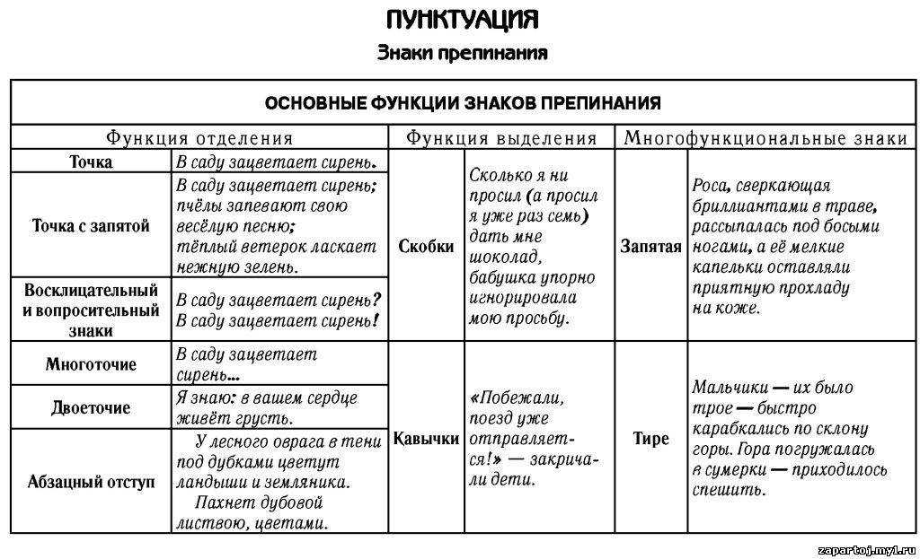 Знаки препинания ℹ️ виды, функции, основные правила постановки и употребления, роль и значение в русском яхыке, примеры предложений с пунктуацией и без