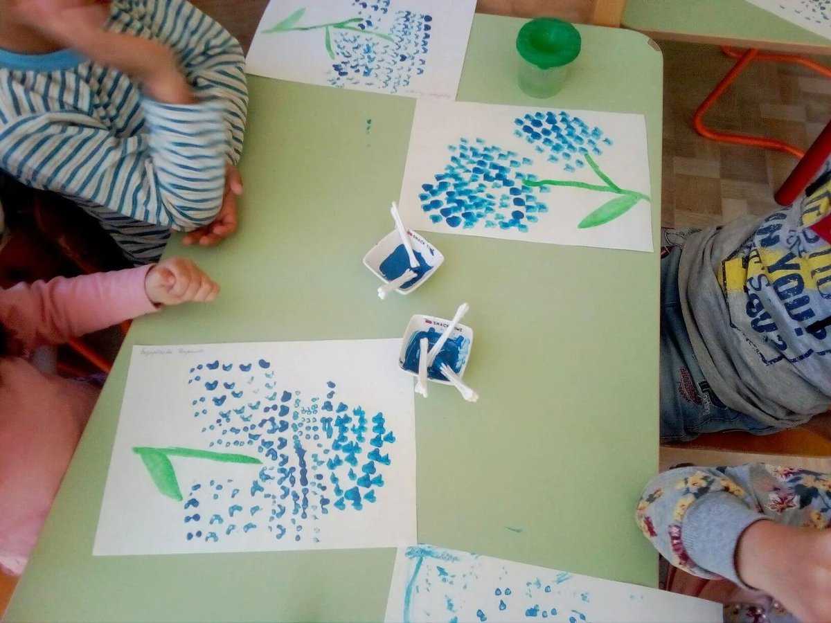  рисование ватными палочками для детей средней и старшей группы детского сада
