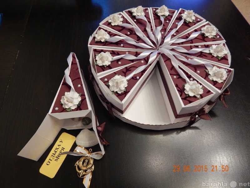 Упаковка подарка свадьба моделирование конструирование бумажный торт с пожеланиями "проба пера"