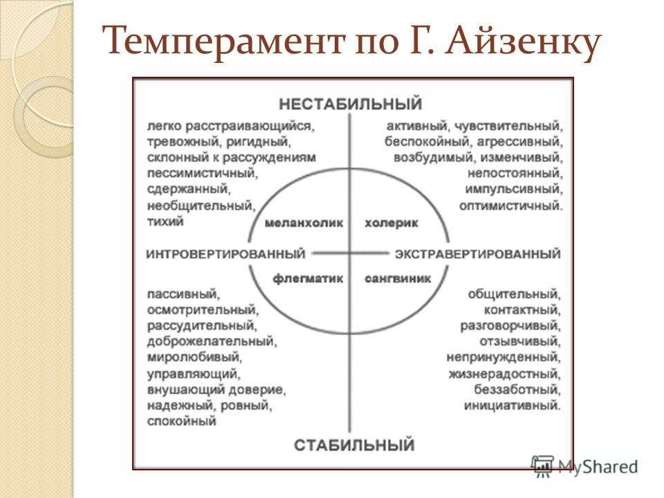 Тест на темперамент с диаграммой