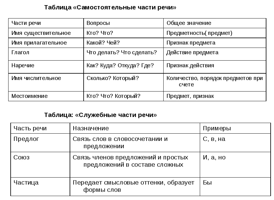 Какие бывают и сколько существует частей речи в русском языке?